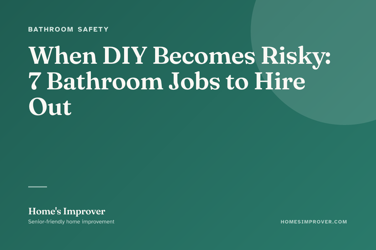 A contractor measuring a bathroom for accessibility modifications