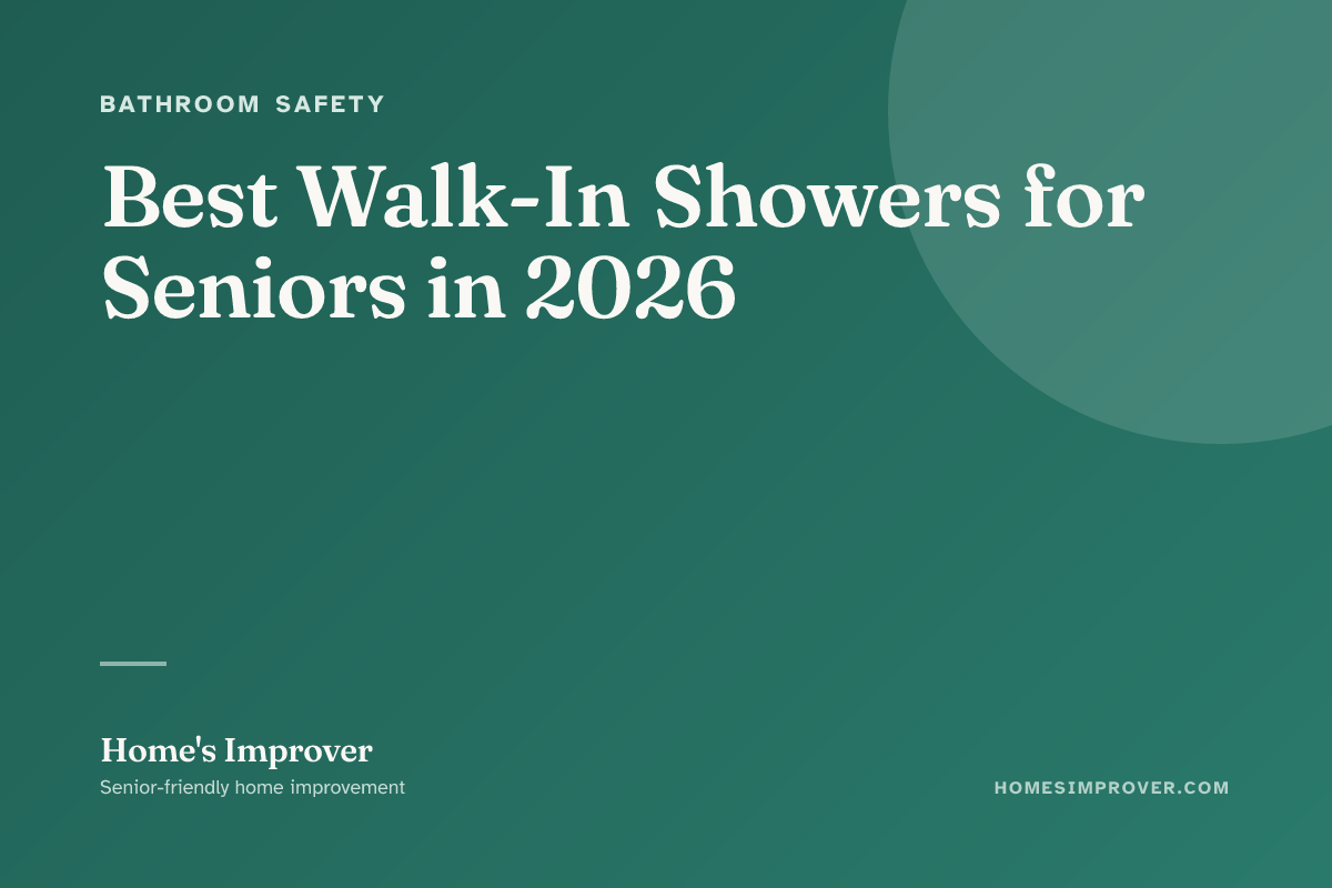 A barrier-free walk-in shower with a built-in bench and grab bars