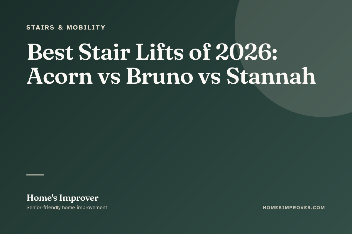Three stair lifts side by side showing different chair styles and rail systems