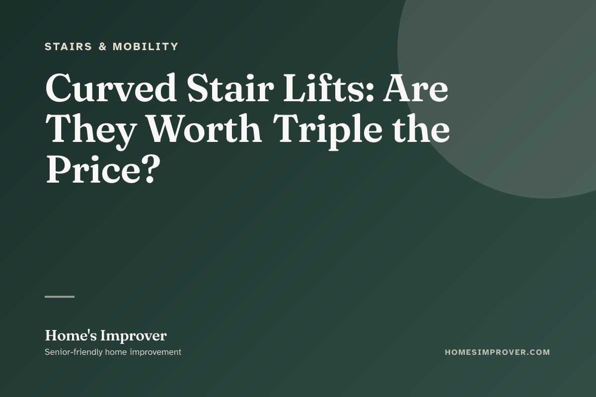 A curved stair lift navigating a turning staircase