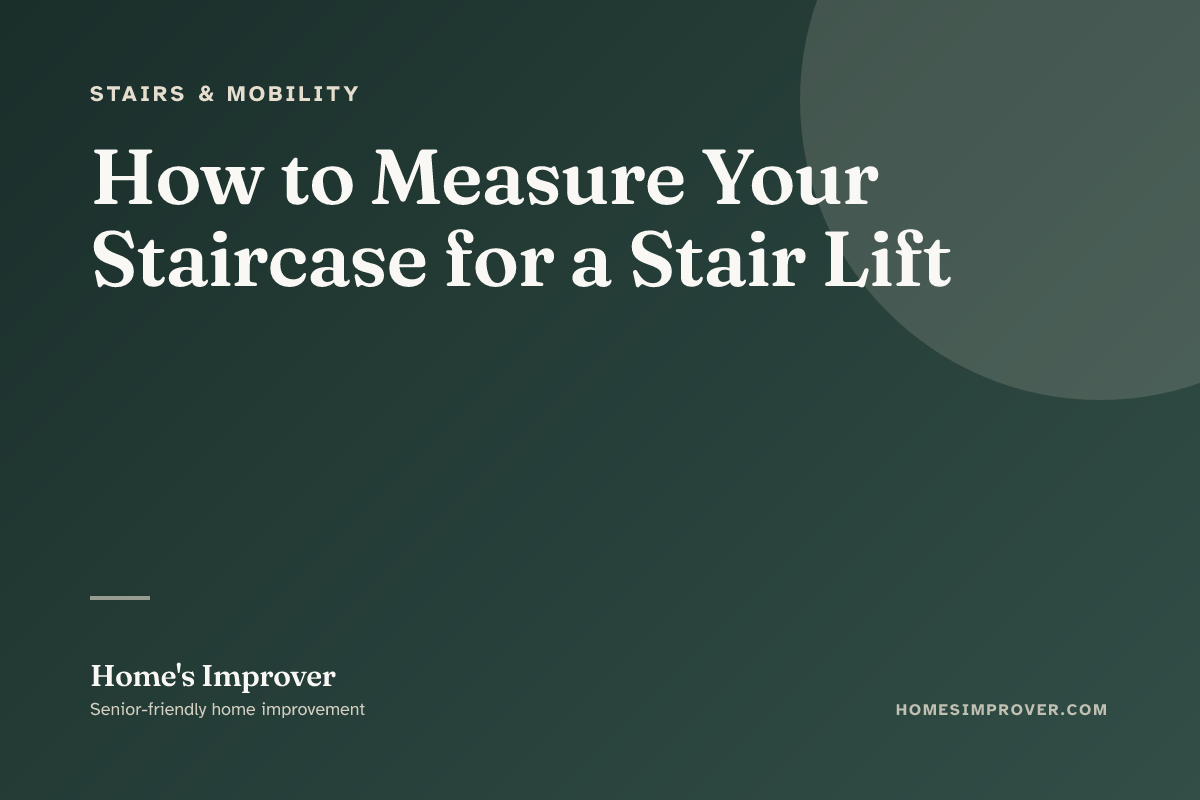 A tape measure on a staircase showing key measurements