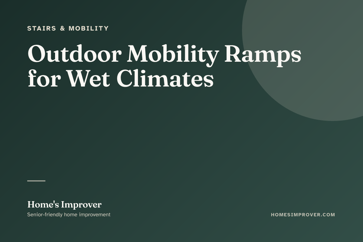 An outdoor aluminum ramp with slip-resistant tread in rain